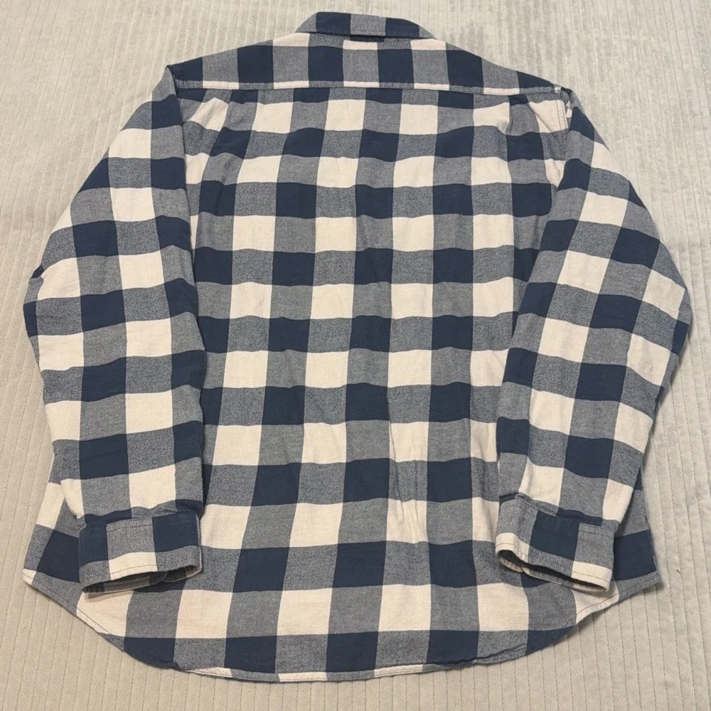The Normal Brand Shirt Blue Plaid Long Sleeve Button Up Pocket Flannel Men's XL